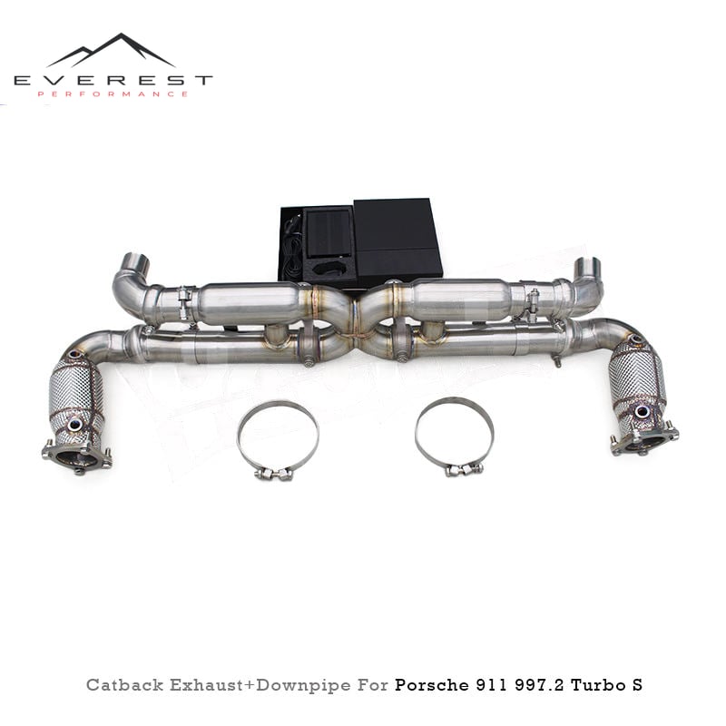Stainless Steel Catback Exhaust Pipe for Porsche 911 997/997.2 Turbo S 3.8T 2010-2013 with Downpipe Valved Muffler System