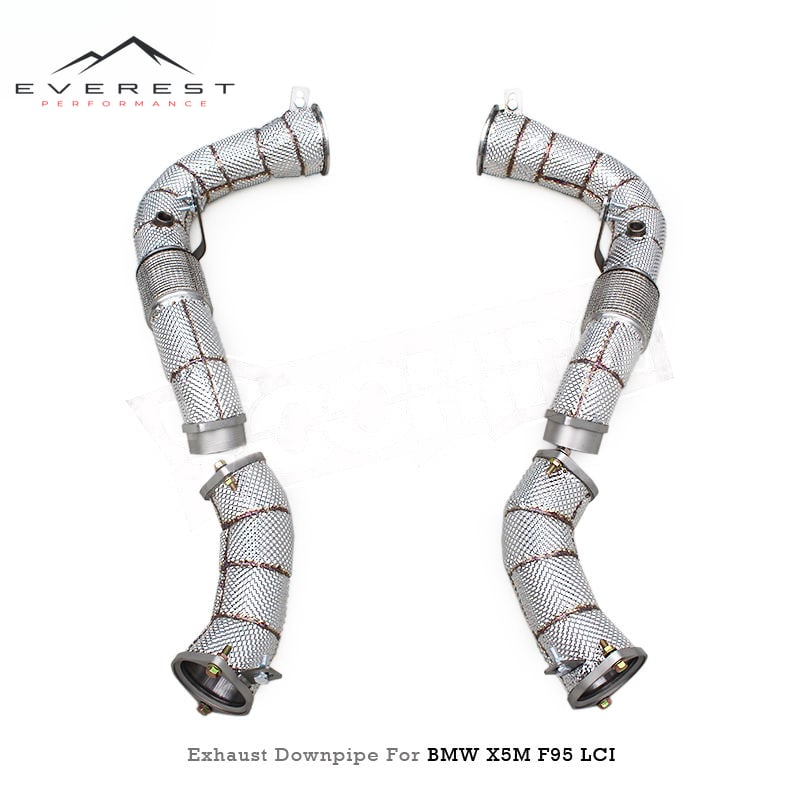 Stainless Steel Free Flow Exhaust System for BMW X5M/X6M F95/F96/LCI 4.4TT 2020+ Heat Shield Downpipe