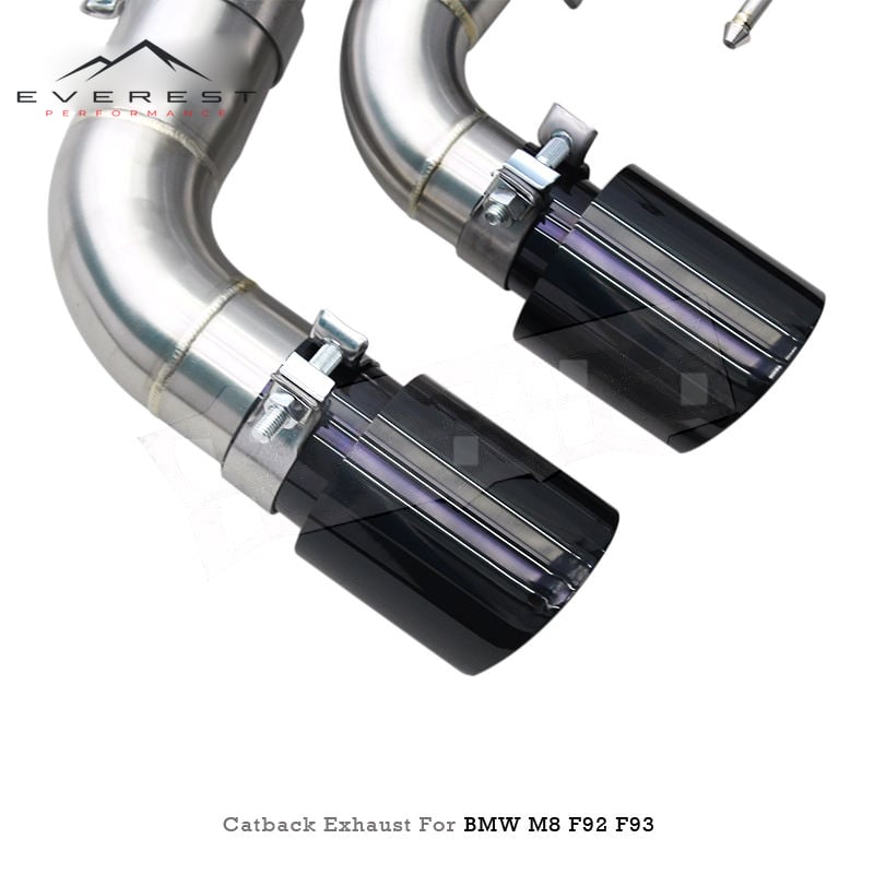 Direct-fit X-pipe Catback for BMW M8 F91/F92/F93 4.4T 2017-2024 Valved Sport Muffler Exhaust With Black Tips