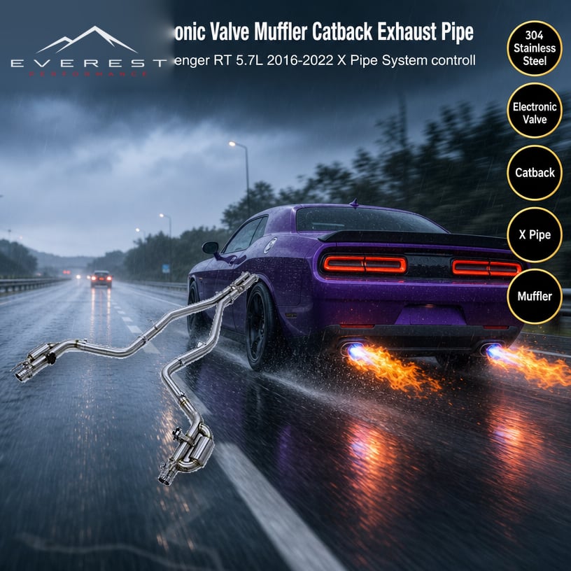 SS304 Electronic Valve Muffler Catback Exhaust Pipefor Dodge Challenger RT 5.7L 2016-2022 X Pipe System Controller