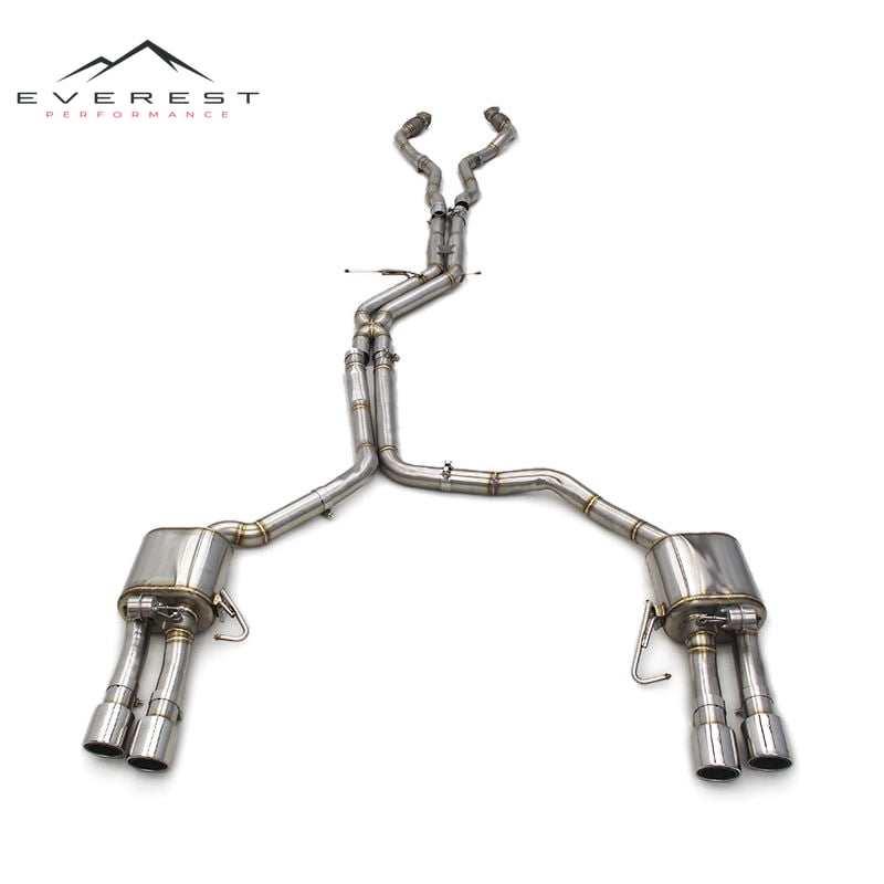 Catback Exhaust Pipes for Audi S6/S7 C7 4.0T 2013-2018 Stainless Steel Muffler Vacuum Valve Chrome Silver Tips