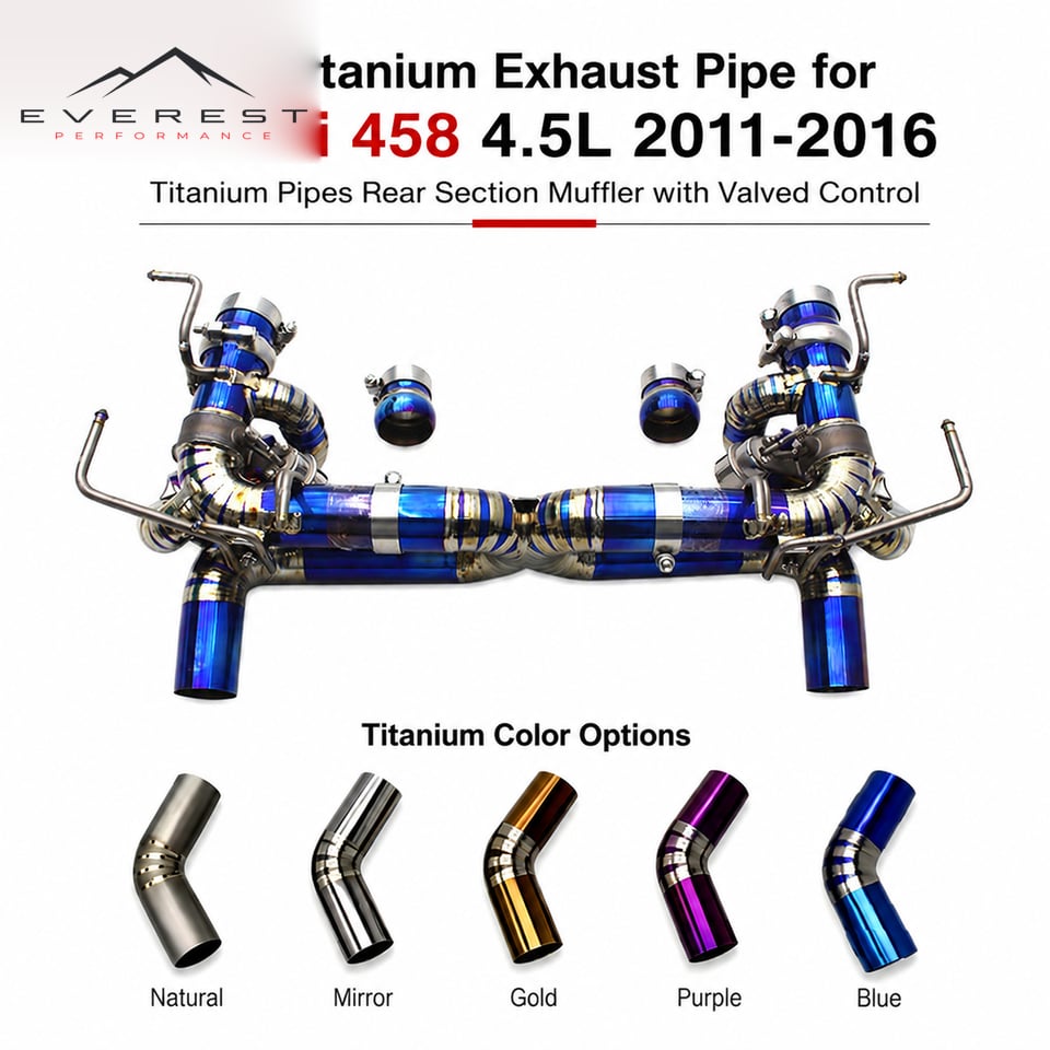 Direct-fit Titanium Exhaust Pipe for Ferrari 458 4.5L 2011-2016 Racing X Pipe Valve Rear Section Lightweight Axleback Supersport