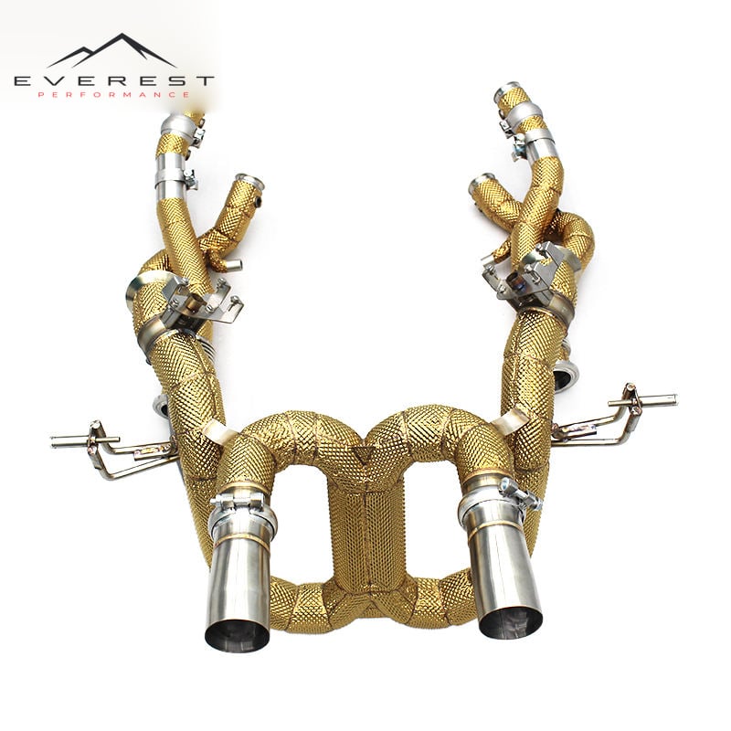 Full Catback Exhaust WithGolden Heat Insulation for Lamborghini Revuelto 6.5L V12 2023-2025 Stainless Steel Exhaust Pipe