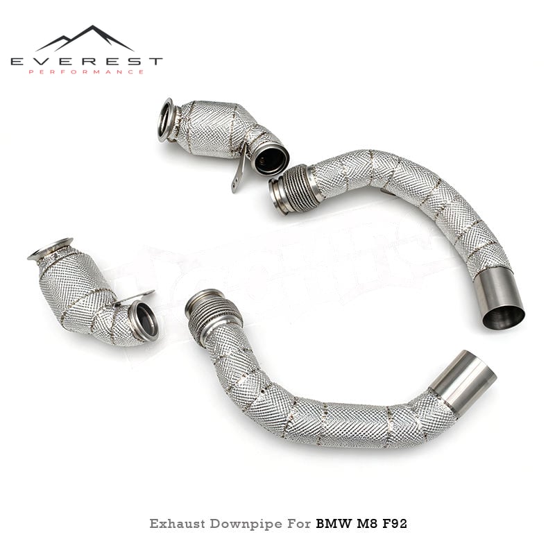 Stainless Steel Exhaust Pipe With Catalysic Escape for BMW M8 F91/F92/F93 4.4TT (2019-2024) Heat Shield Catted Downpipe