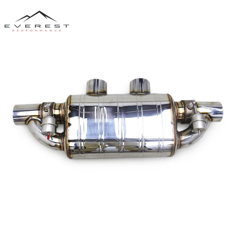 Universal Silencer with Remote Control for Valved Exhaust Two Inlet Two Outlet T-type T304 Muffler for All Cars
