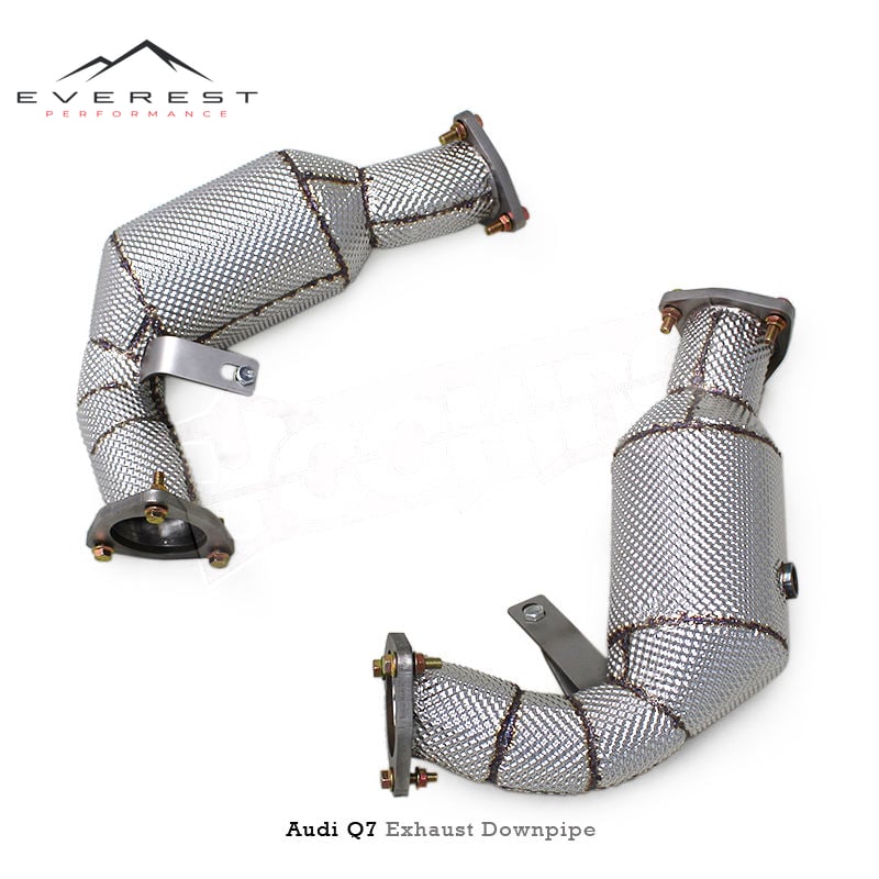 SS304 Exhaust Downpipe for Audi Q7 3.0T 2011-2021 With Heat Shield High Flow Catalyst Header 100/200/300 Cell
