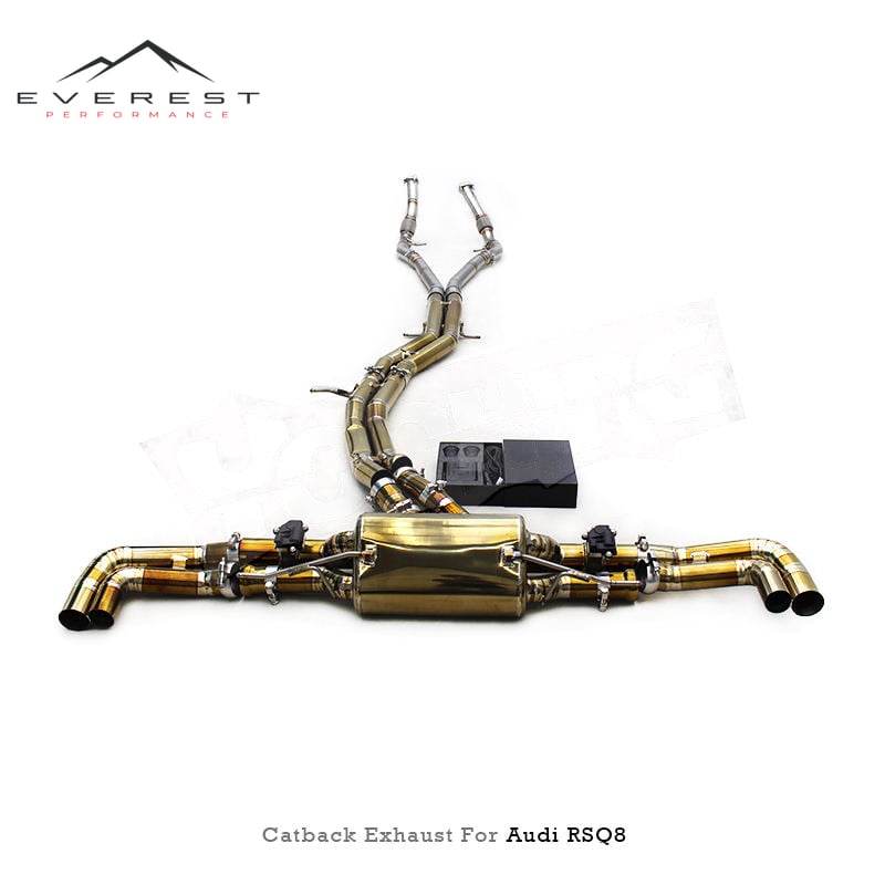 Custom Valvetronic Exhaust System for Audi RS Q8/RSQ8/Q8 2019-2023 Active Sound SUS304 Front Pipe Titanium Catback Muffler