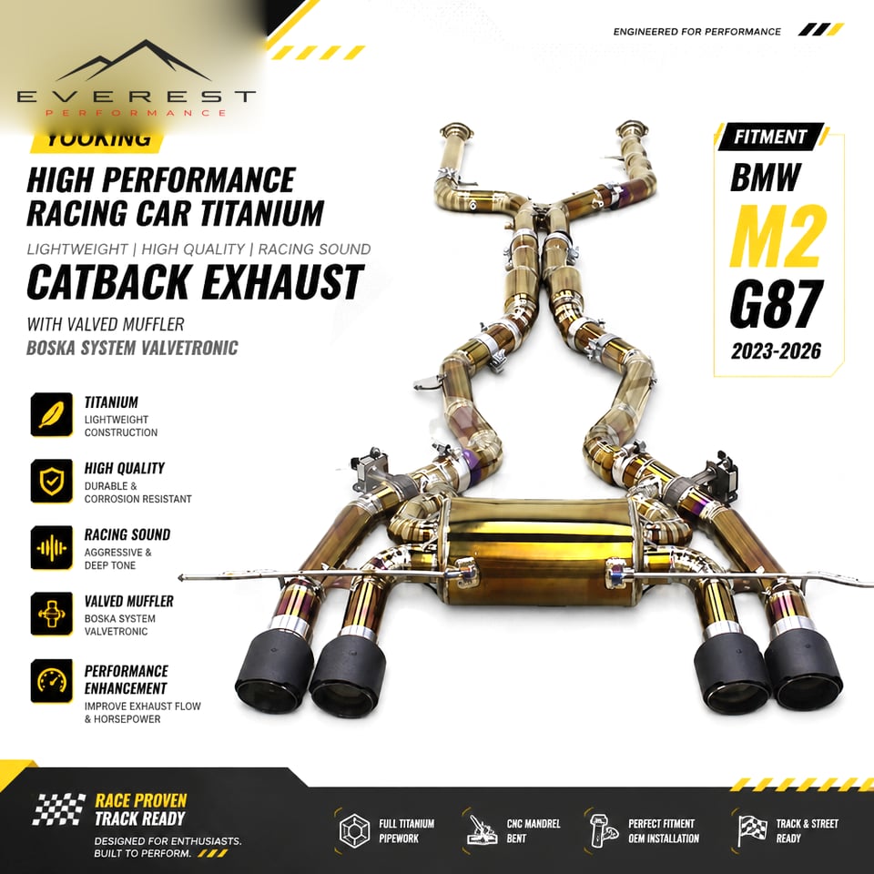 Racing Titanium Lightweight High Quality Catback Exhaust for BMW M2 G87 2023-2026 With Valved Muffler System Valvetronic