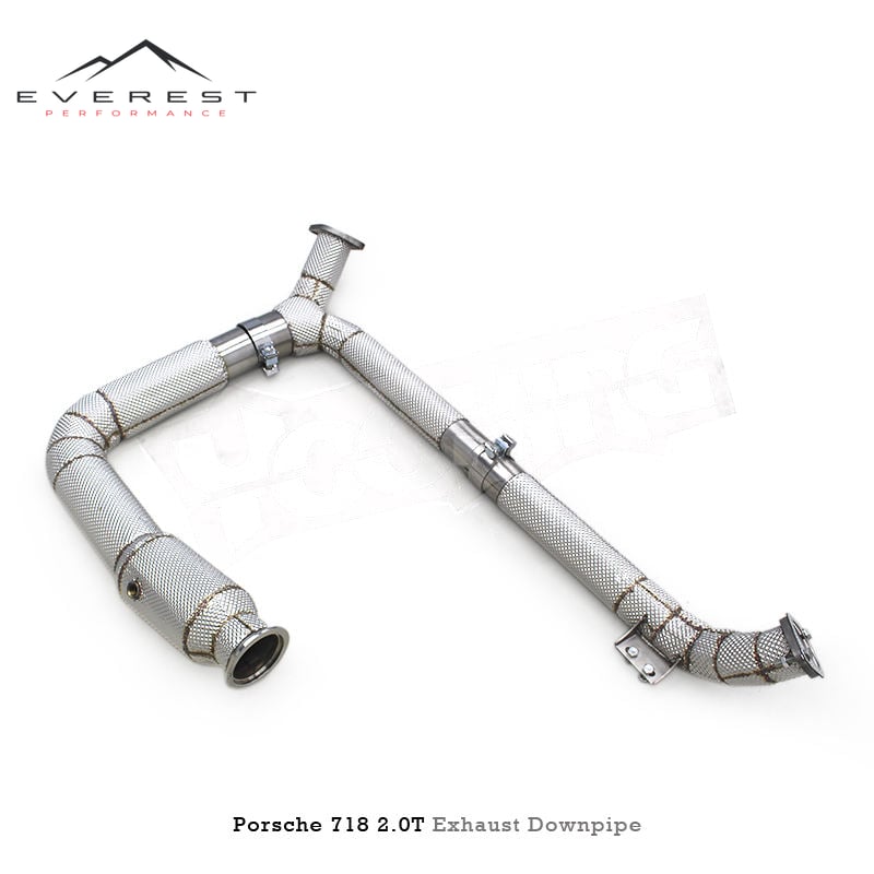 Custom Catted Header Downpipe for Porsche 718 Boxster Cayman 2.0T 2016+ Engine Stainless Steel with Catalyst Exhaust System