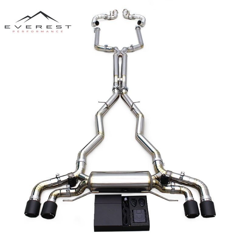 Titanium Catback Downpipe for BMW M5 F90 4.4T 2018-2023 With Matte Carbon Fiber Tips Valvetronic Muffler Exhaust System
