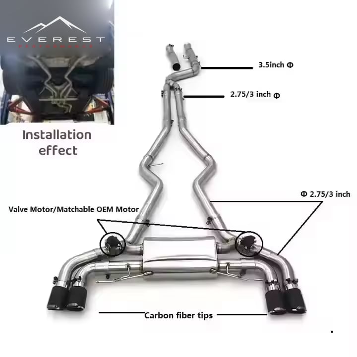 Valvetronic Exhaust System for BMW M340i M340 G20 G22 M440 M440i 3.0T 2019-2024 3.5inch Stainless Steel exhaust Pipes