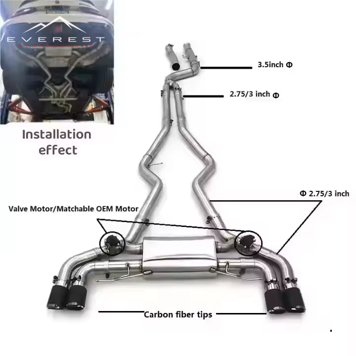 Valvetronic Exhaust System for BMW M340i M340 G20 G22 M440 M440i 3.0T 2019-2024 3.5inch Stainless Steel exhaust Pipes