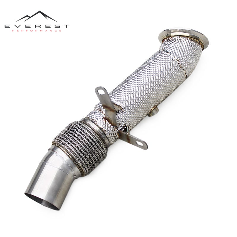 SS304 Exhaust Downpipe for BMW X5 F15 N55/N54/M40i/B48/2.0T/3.0T 2014-2018 With Heat Shield Free Flow Downpipes