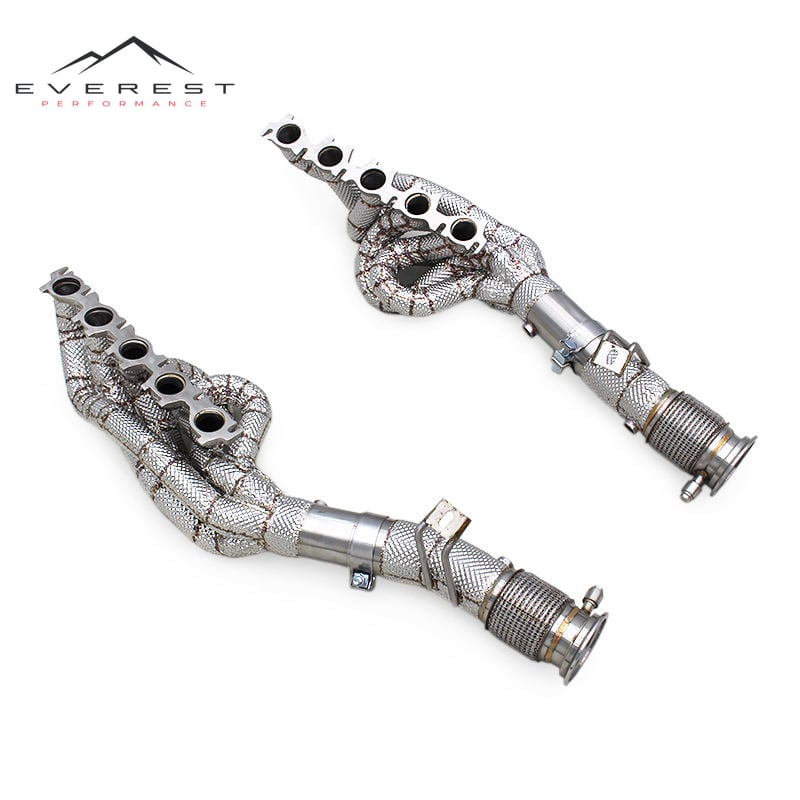 SS304 Exhaust Manifold for Audi R8 V10 5.2L 2010-2019 With Heat Shield 5 Into 1 Exhaust Manifold OPF