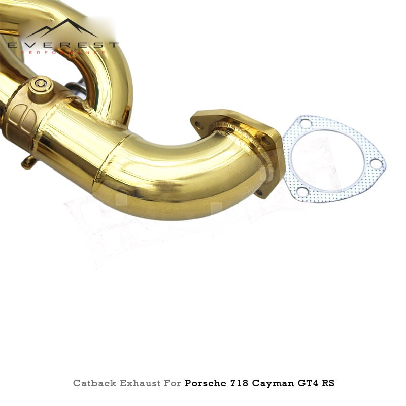Racing Sport Car Catback Exhaust Pipes for Porsche 718 Cayman GT4 RS 4.0L 2022-2025 SS304 Plate Gold With Valved Muffler Exhaust