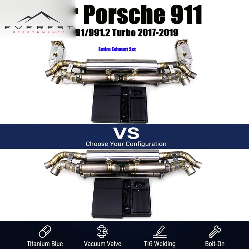 Titanium Exhaust Pipe System for Porsche 911 991/991.2 Turbo 2017-2019 Vacuum Valve Catback Exhaust / Complete Exhaust System