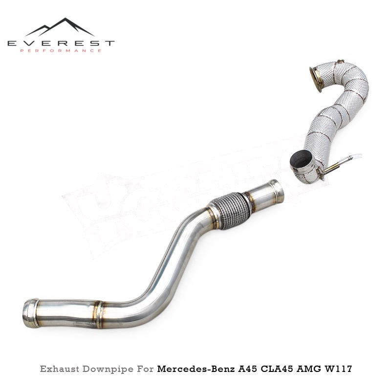 Auto Straight Downpipe RTS for Mercedes-Benz A45/CLA45 AMG 2.0T W117 2014-2023 SUS304 Heat Shield Exhaust Free Flow Downpipe