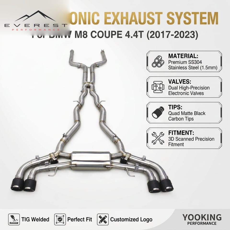 SS304L Exhaust Pipe System for BMW M8 COUPE 4.4T 2017-2023 Tuning X Pipe Valvetronic Catback Exhaust