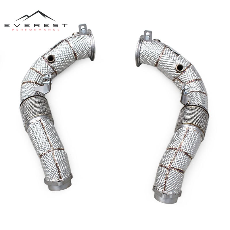 Race High Performance Straight Downpipe for BMW X5M/X6M E70/E71 4.4TT 2010-2014 Heat Shield Exhaust System