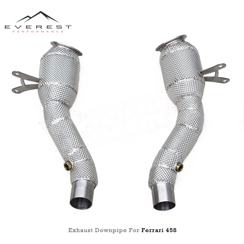 SS304 Heat Shield Downpipe with Catalyst 200/300/400cell for Ferrari 458 SP/Speciale/458SC 4.5L 2014-2016 Exhaust Pipes