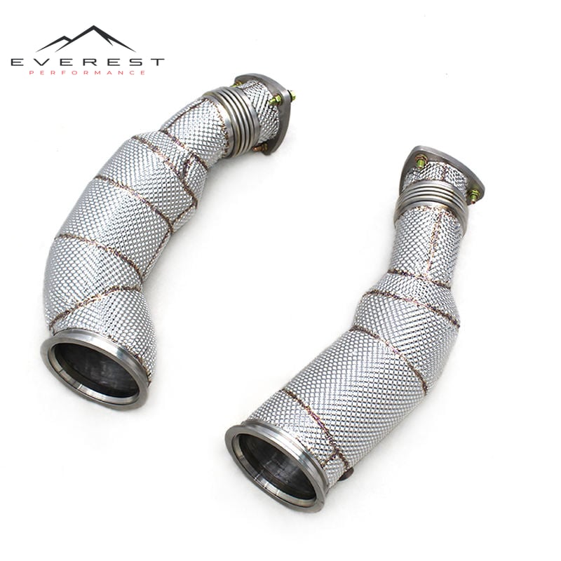 SS304L Exhaust Downpipe for Aston Martin DBS 5.2L 2019-2024 Turbo With Heat Shield Catalyze 100/200/300 Cell