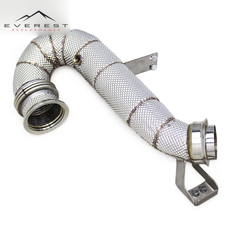Auto SUS304 Free Flow Exhaust Downpipe for Mercedes-Benz AMG GT53 GLE45/GLE53/E53 3.0T 2020-2024 Heat Shield Exhaust Downpipe