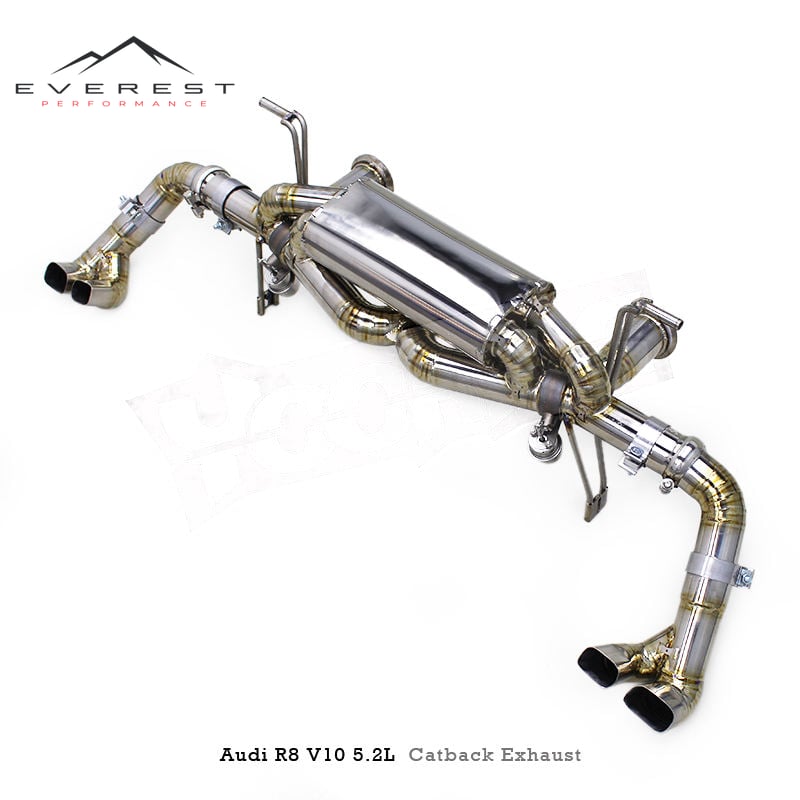 Custom Supersport Car Titanium Silver Pipes Muffler for Audi R8 V10 5.2 2017-2019 Valved Exhaust Systems with Control