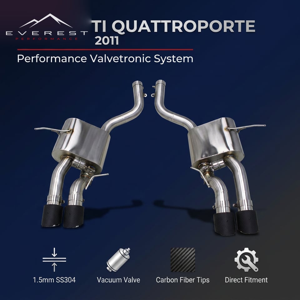 SS304 Exhaust Pipe System for Maserati Quattroporte 4.2L 2004-2011 Axle Back Muffler Section Vacuum Valve with Remote Control