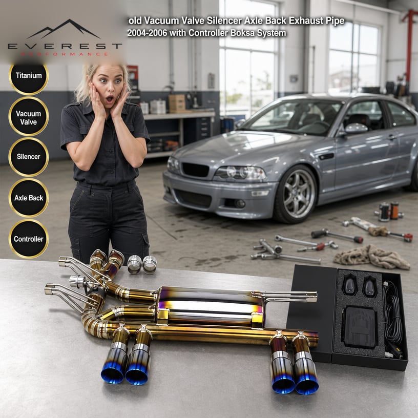 Titanium Plate Gold Vacuum Valve Silencer Axle Back Exhaust Pipe for BMW M3 E46 2004-2006 with Controller Boksa System