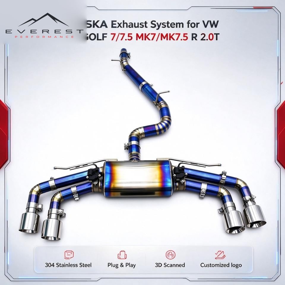 Catback Exhaust System for VW GOLF 7/7.5 MK7/MK7.5 R 2.0T 2014-2020 Titanium Exhaust Pipe Muffler Exhaust System