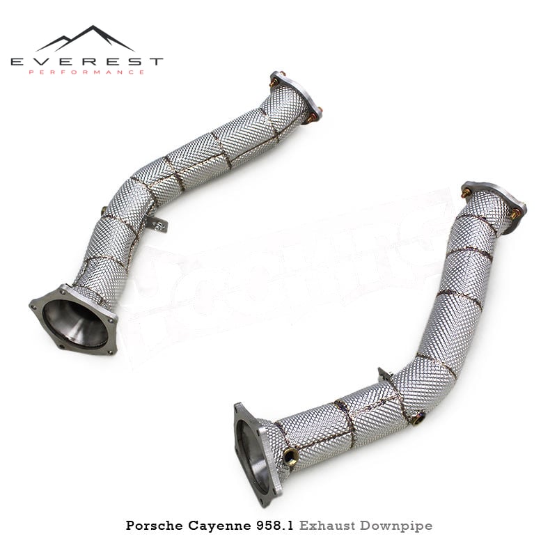 SS304 Exhaust Downpipe for Porsche Cayenne 958/958.1 4.8T 2011-2014 With Heat Shield Free Flow Pipe