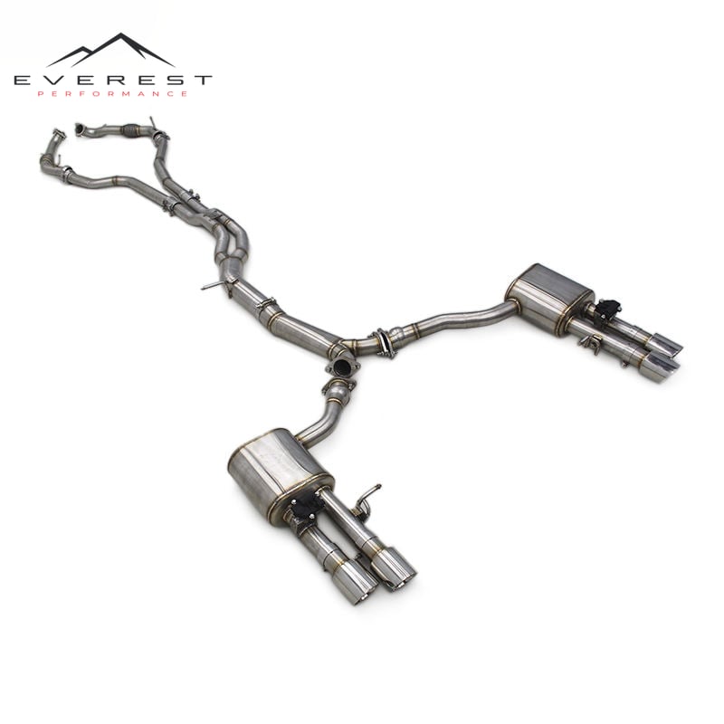 Stainless Steel Catback Exhaust for Audi S4/S5 B9 3.0T 2019-2023 Exhaust Muffler Valve Carbon Fiber Tips Car Exhaust System