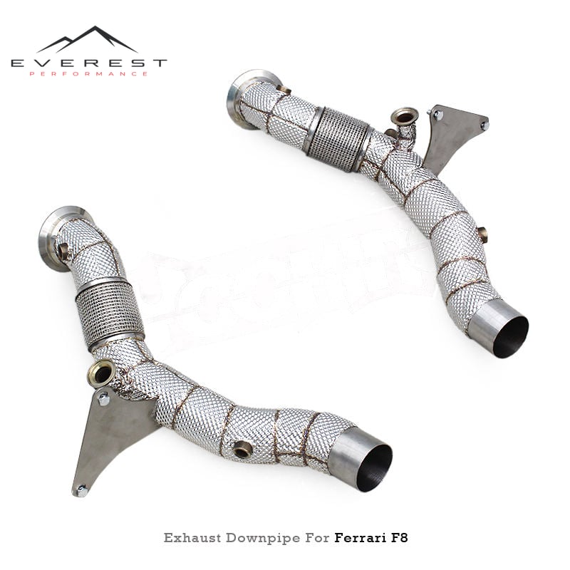 Racing Car Exhaust Pipe Free Flow Downpipe for Ferrari F8 Spider/Tributo 3.9T V8 2019- Engine Turbo Heat Shield Exhaust System
