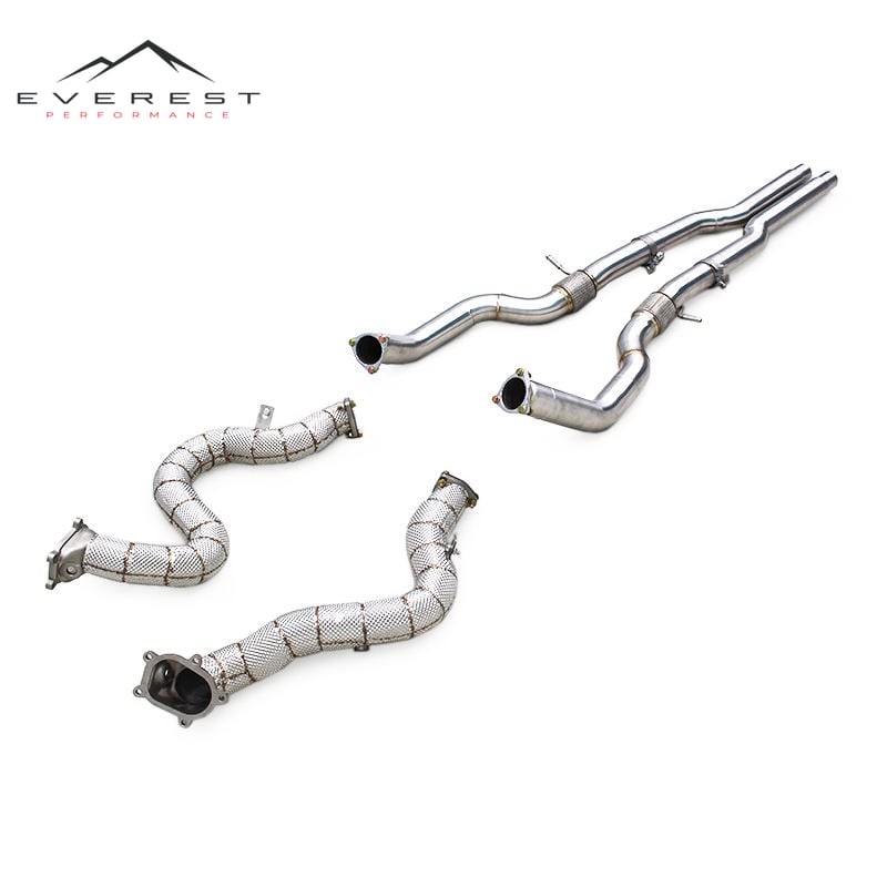 Stainless Steel Exhaust Pipes for Audi S8 D4 4.0T 2013-2018 Free Flow Downpipe With Heat Shield Front Tube