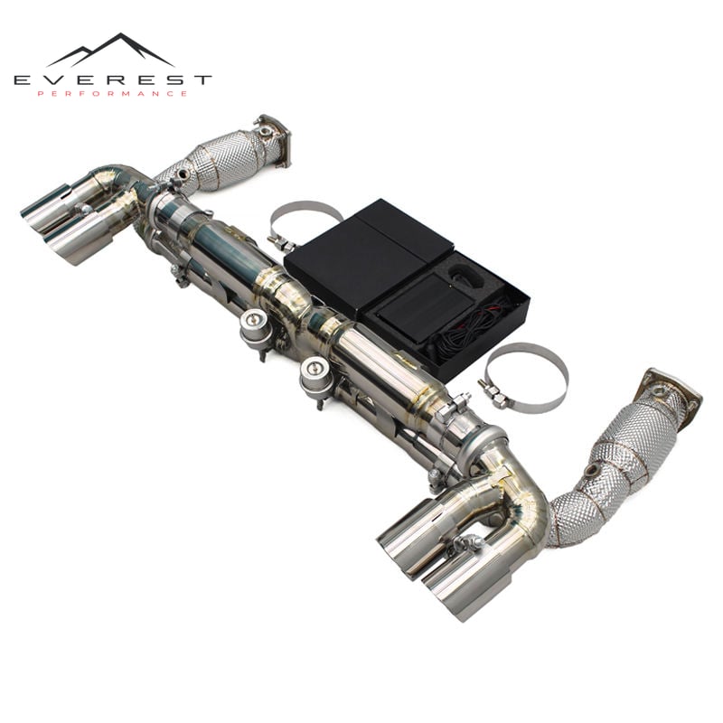 Titanium Exhaust Pipes for Porsche 911 997.1 Turbo 3.6T 2004-2007 Vacuum Valve Muffler Catback Straight Downpipe