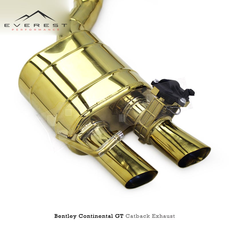 SS304L Exhaust Pipe System for Bentley Continental GT V12 6.0T 2017-2024 Gold-Plated Valvetronic Rear Mufflers Catback Exhaust