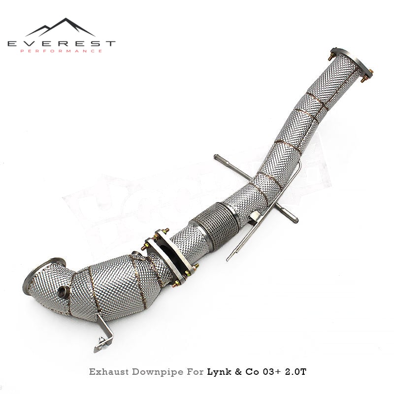 SUS304 High Flow Downpipe Exhaust Pipes for Lynk & Co 03/03+ 1.5T 2019+ with Full Heat Shield with 200 300cell Catalyst