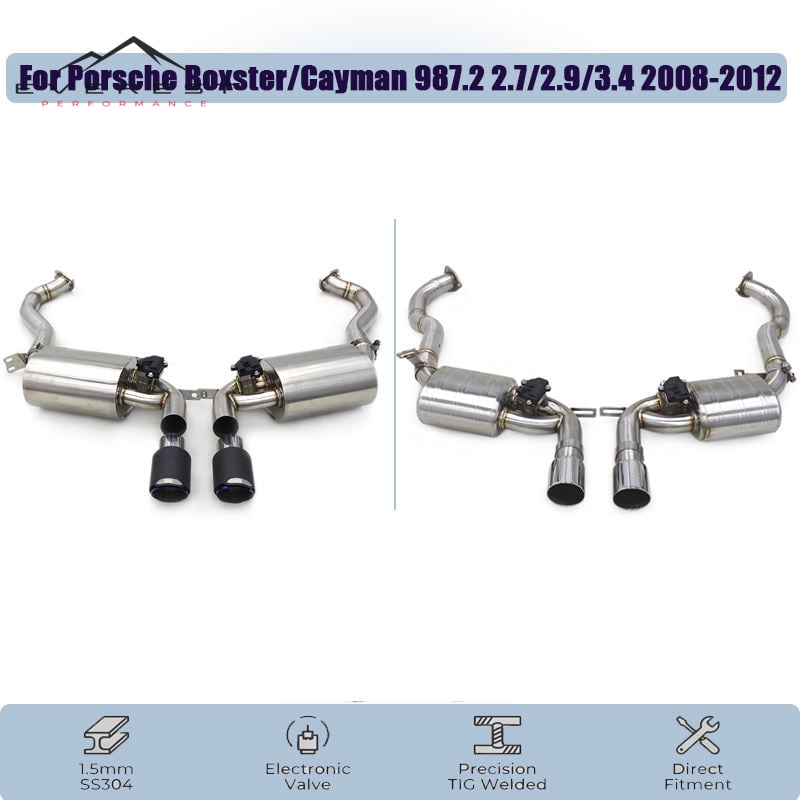 SS304L Exhaust Pipe System for Porsche Boxster/Cayman 987.2 2.7/2.9/3.4 2008-2012 Upgrade Electronic Valve Catback Exhaust