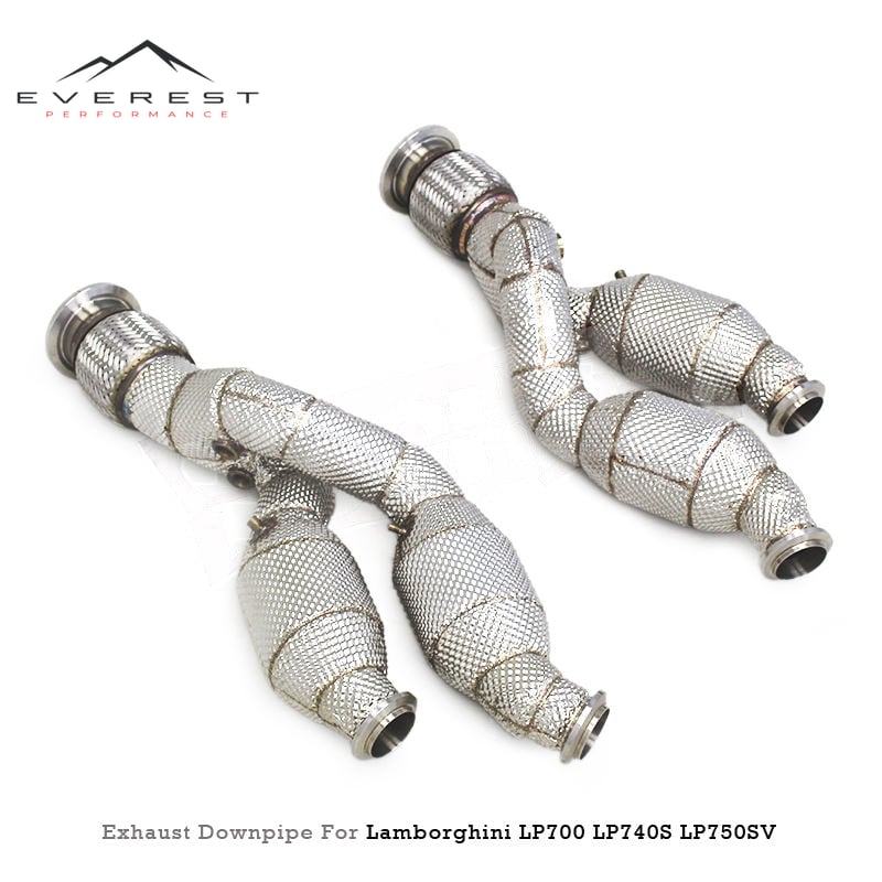 Custom Catted Header Downpipe for Lamborghini Aventador LP700 LP740S LP750SV 6.5L 2011-2018 SS304 High Flow Pipe with Catalytic