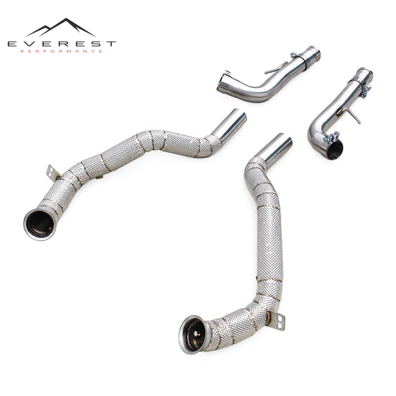 Racing SS304 Exhaust Downpipe for Mercedes-Benz G63 AMG W464 4.0T 2019-2023 Free Flow Pipes With Heat Shield Exhaust Pipes