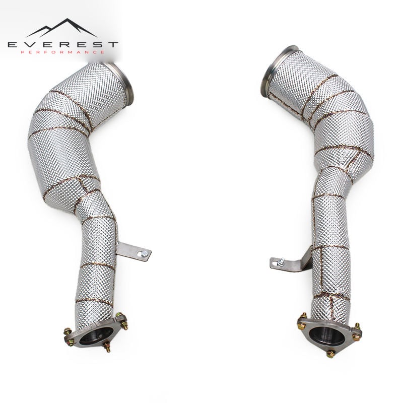 Racing Car SS304 Exhaust Downpipe for Porsche Macan Turbo/ GTS 2.9T 2020-2024 Free Flow Downpipe With Heat Shield Exhaust System