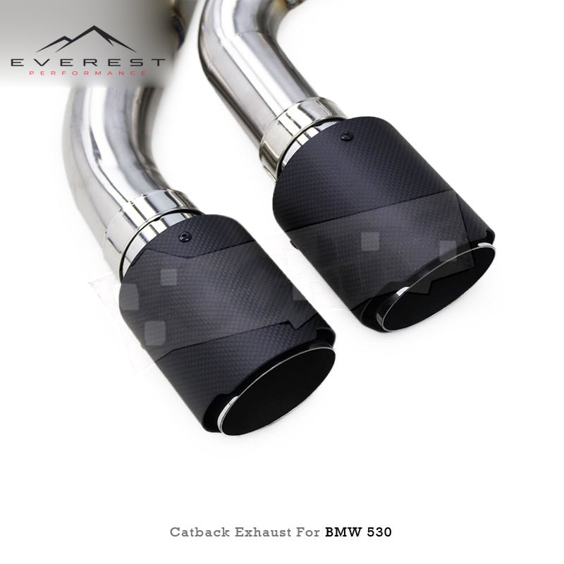 SS304 Electronic Valve Muffler Exhaust Pipe System for BMW 530/530i B48 3.0T 2017-2023 with Matte Carbon Fiber Tips