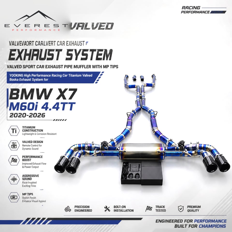 Racing Titanium Valved Exhaust System for BMW X7 M60i 4.4TT 2020-2026 Valved Sport Car Exhaust Pipe Muffler With MP Tips