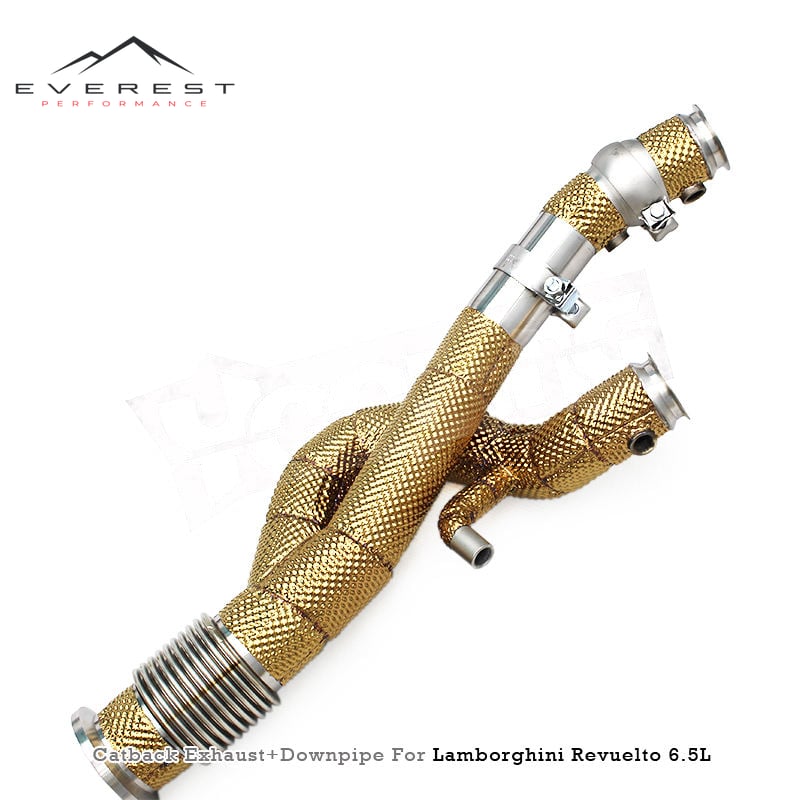 SS304L Exhaust Pipe with Golden Heat Insulation for Lamborghini Revuelto 6.5L V12 2023-2025 Valve Full Exhaust with Manifold