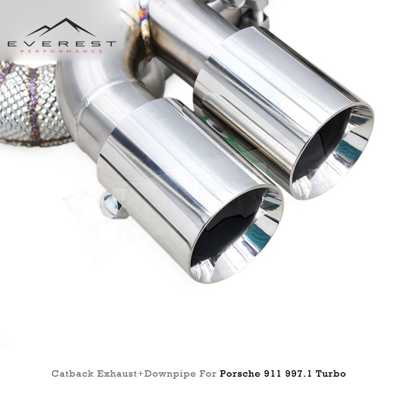Exhaust Pipe System for Porsche 911 997/997.1 Turbo 3.6L 2004-2012 Stainless Steel Axle Back With Catalyst Downpipe