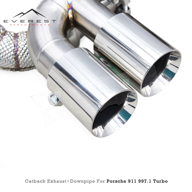 Exhaust Pipe System for Porsche 911 997/997.1 Turbo 3.6L 2004-2012 Stainless Steel Axle Back With Catalyst Downpipe
