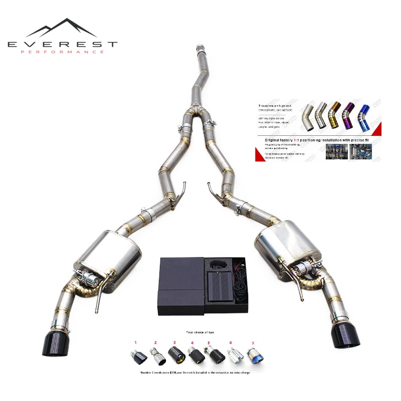 Race High Performance Exhaust System for Ford Mustang 2.3T 2015-2024 Titanium Lightweight Muffler Exhaust Pipe With Black Tips