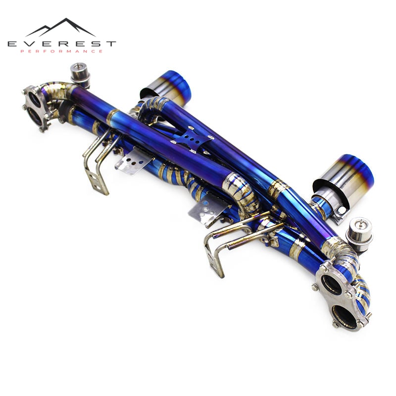 Catback Exhaust for Porsche 718 Cayman GT4 4.0L 2016-2021 Burnt Blue Dual Tips Axle Back Exhaust Vacuum Escape Exhaust