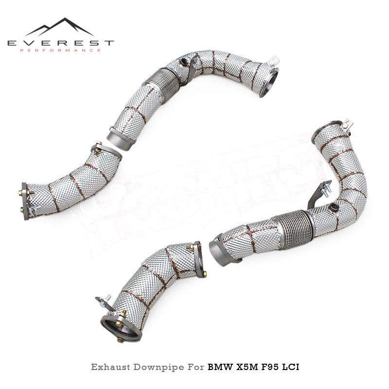 Excuatom SS304 Straight Downpipe for BMW X5M/X6M F95/F96/LCI 4.4TT 2020+ with Heat Shield Free Flow Downpipe Exhaust Pipe