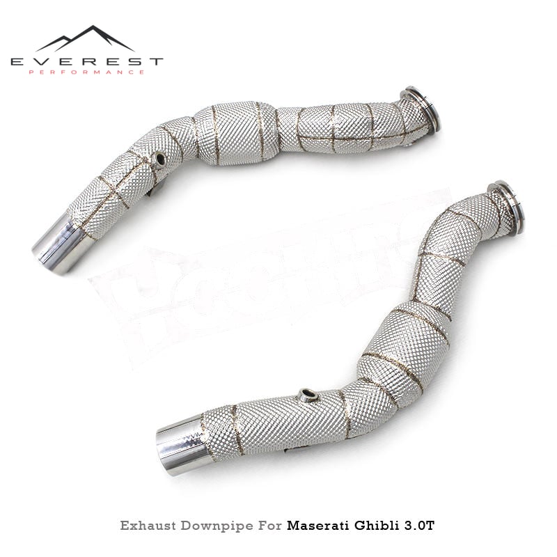 Custom Catted Header Downpipe for Maserati Ghibli 3.0T 2020-2023 SUS304 Pipes Heat Shield with Catalyst Exhaust High Flow System